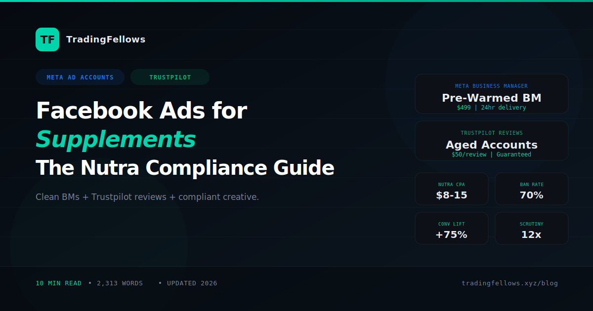 Facebook Ads for Supplements: The Complete Guide to Running Nutra Without Losing the Account in 2026